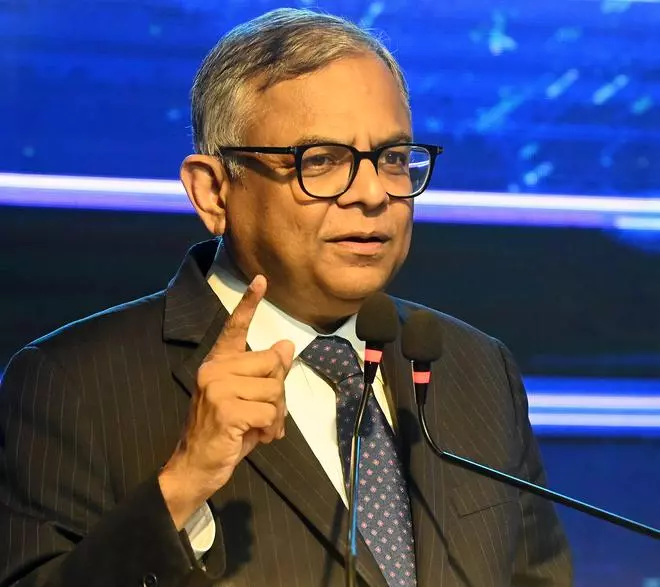 N. Chandrasekaran, Chairman, Tata Sons speaking at the Global Alumni Meet NIT Trichy GAM 2025, in Chennai on Saturday,  January 4, 2025. 
 