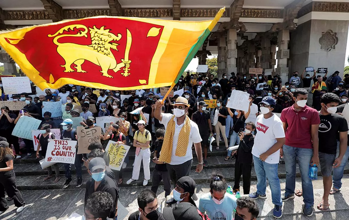 Protesters in Colombo shout slogans against Sri Lankan President Gotabaya Rajapaksa and demand that his family members quit politics (file image)