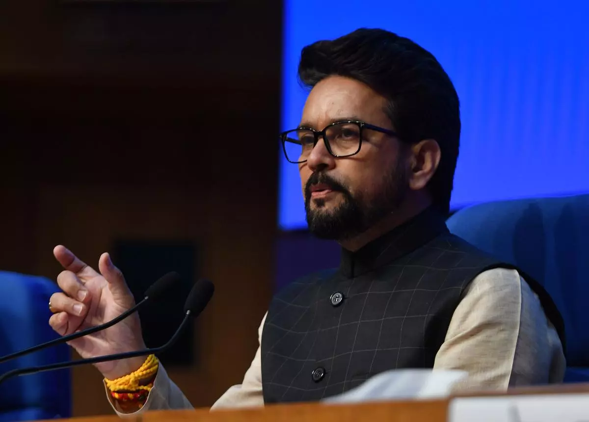 Anurag Thakur, Minister of Sports, Youth Affairs and Minister of Information and Broadcasting addressing the media on Cabinet decision in New Delhi on Wednesday. 