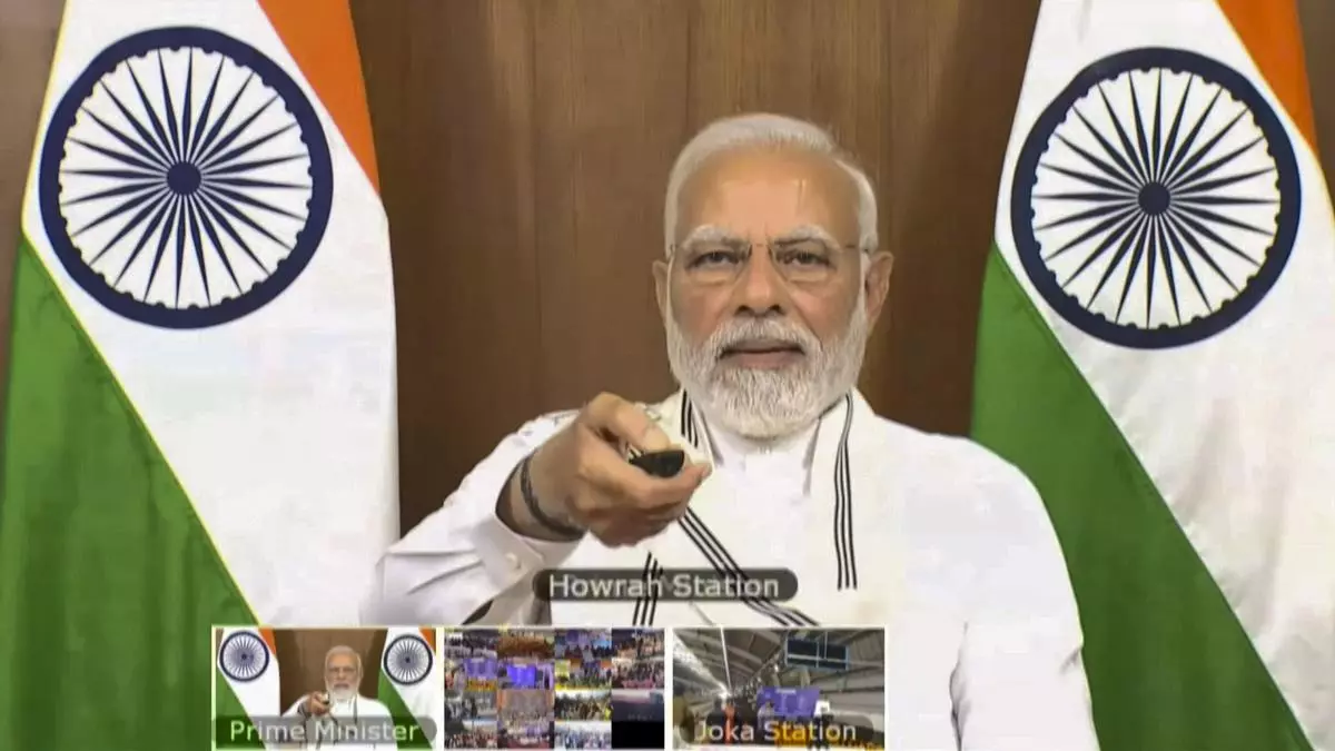Prime Minister Narendra Modi inaugurates various railway projects, via video conferencing, on Friday, December 30, 2022. 