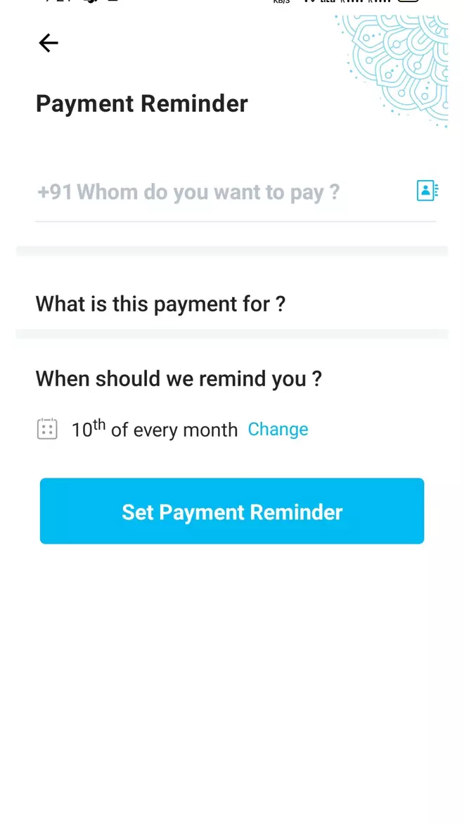 Enter the details of Paytm reminder
