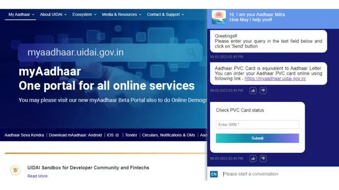 Check Aadhaar PVC status using AI chatbot Aadhaar Mitra Check Aadhaar PVC status using AI chatbot Aadhaar Mitra