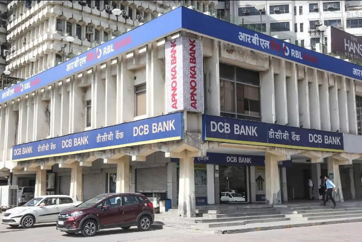 A view of DCB Bank,  in New Delhi 