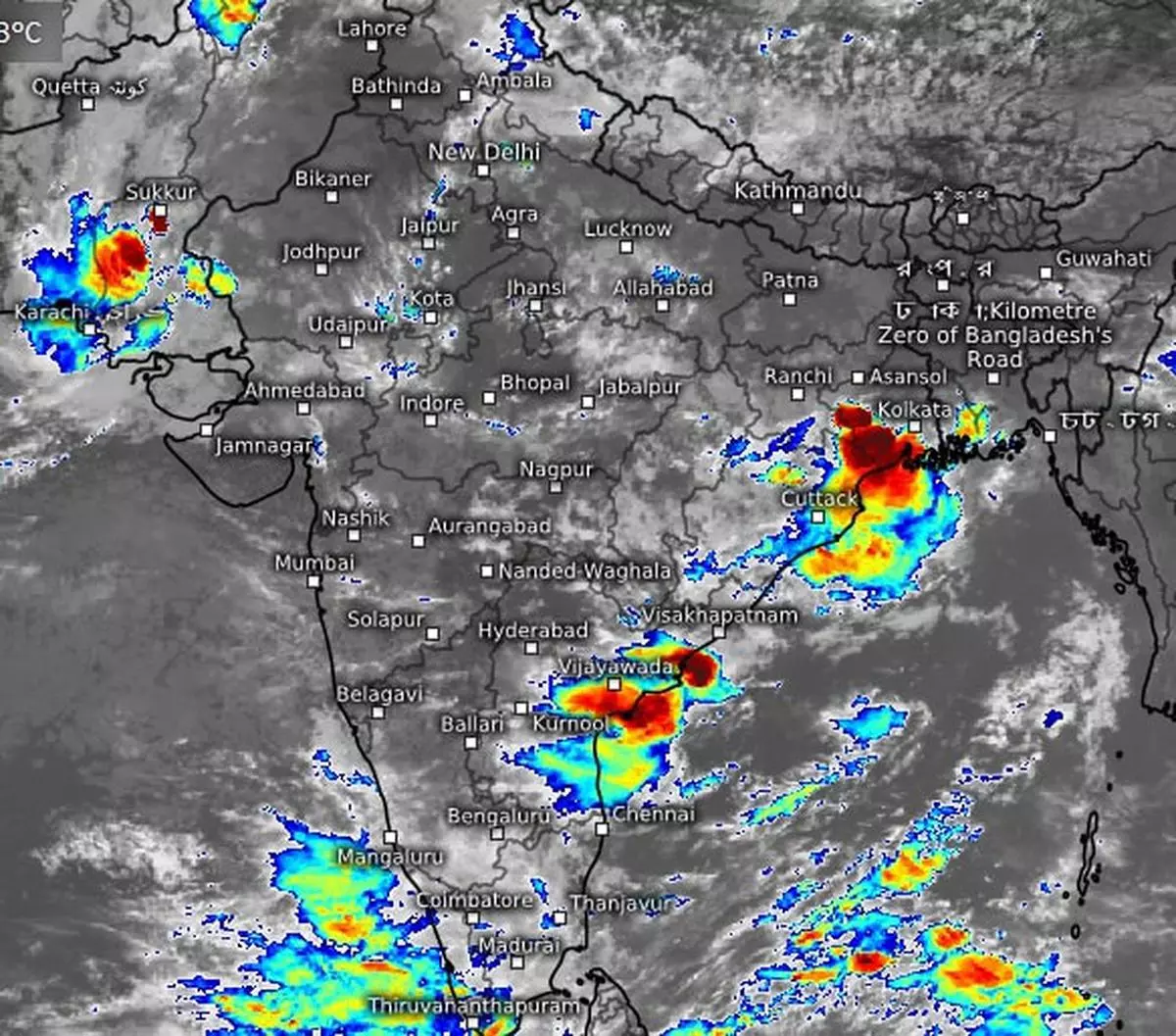 Satellite pictures on Wednesday morning showed fresh monsoon rain clouds raiding the East Coast of India as also the South-West Coast as a fresh cyclonic circulation dropped anchor over the North-East Bay of Bengal.