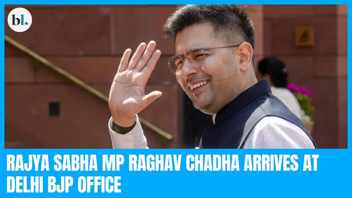 Rajya Sabha MP Raghav Chadha arrives at Delhi BJP office