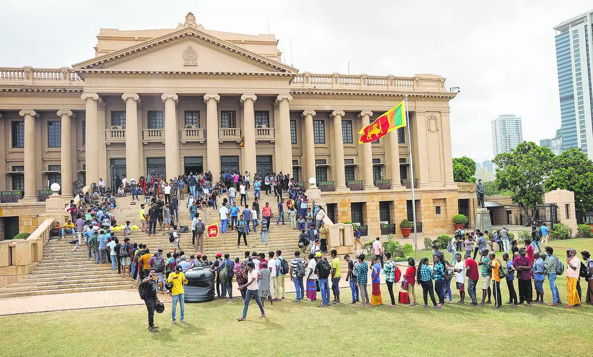 File picture: Demonstrators wait in line for breakfast after entering the Presidential Secretariat premises, after President Gotabaya Rajapaksa fled, amid the country’s economic crisis, in Colombo, Sri Lanka, on Sunday. 