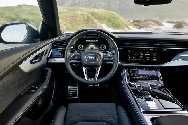 Some of the features in the cabin include the fantastic Bang & Olufsen music system, multi-zone climate control, a high-def rear-view camera, surround view and the virtual cockpit that displays info in high-def for lane change, traffic light info Some of the features in the cabin include the fantastic Bang & Olufsen music system, multi-zone climate control, a high-def rear-view camera, surround view and the virtual cockpit that displays info in high-def for lane change, traffic light info