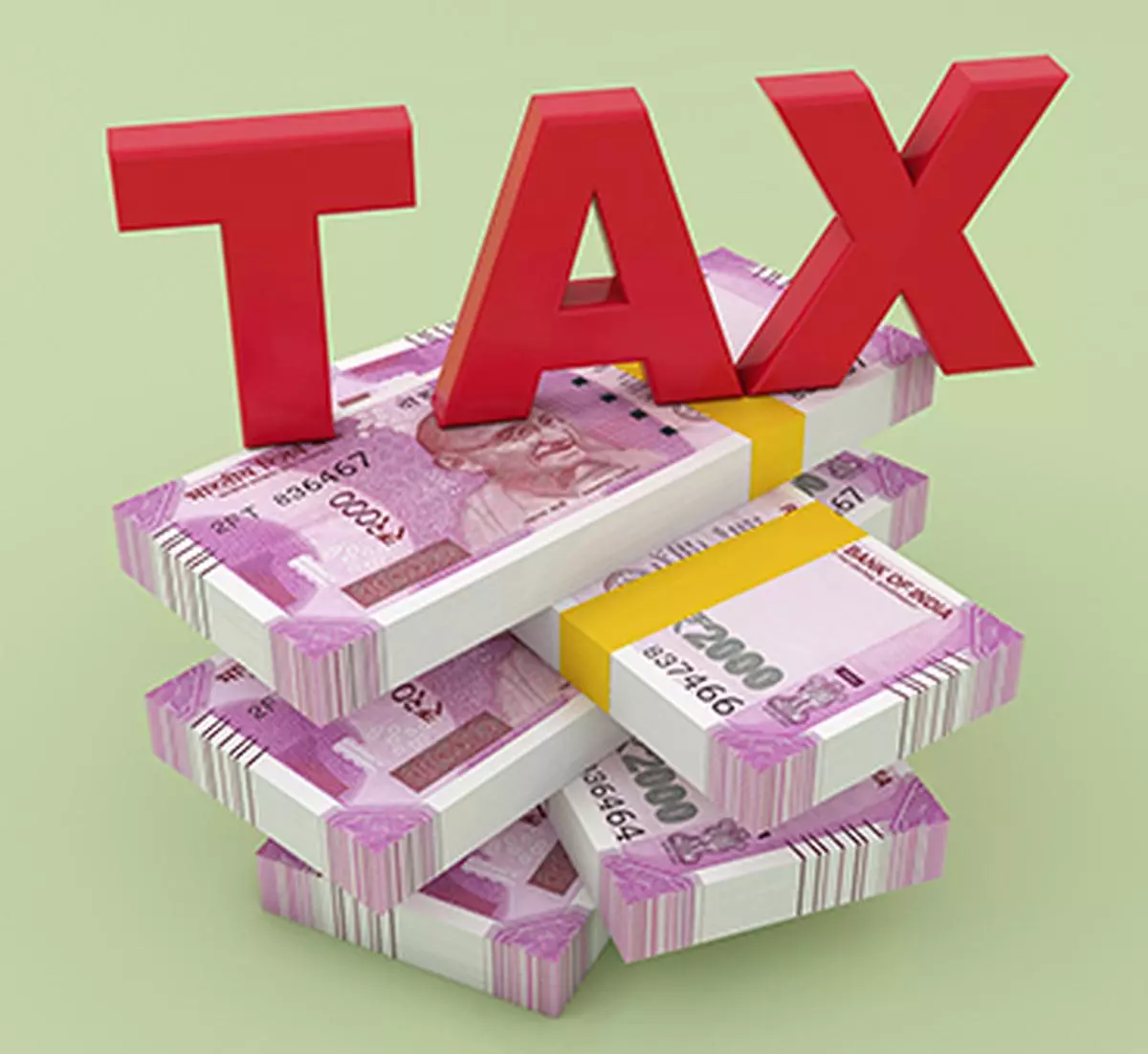 Tax Concept with New Indian Currency - 3D Rendered Image