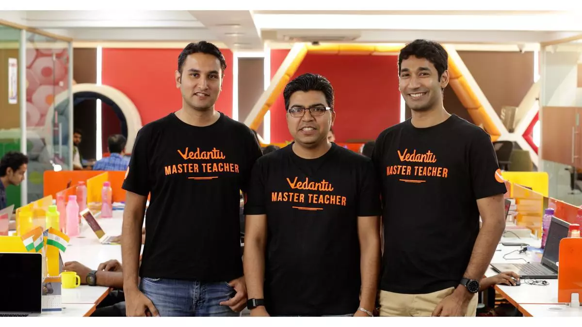 Pulkit Jain, Anand Prakash and Vamsi Krishna, co-founders of Vedantu
