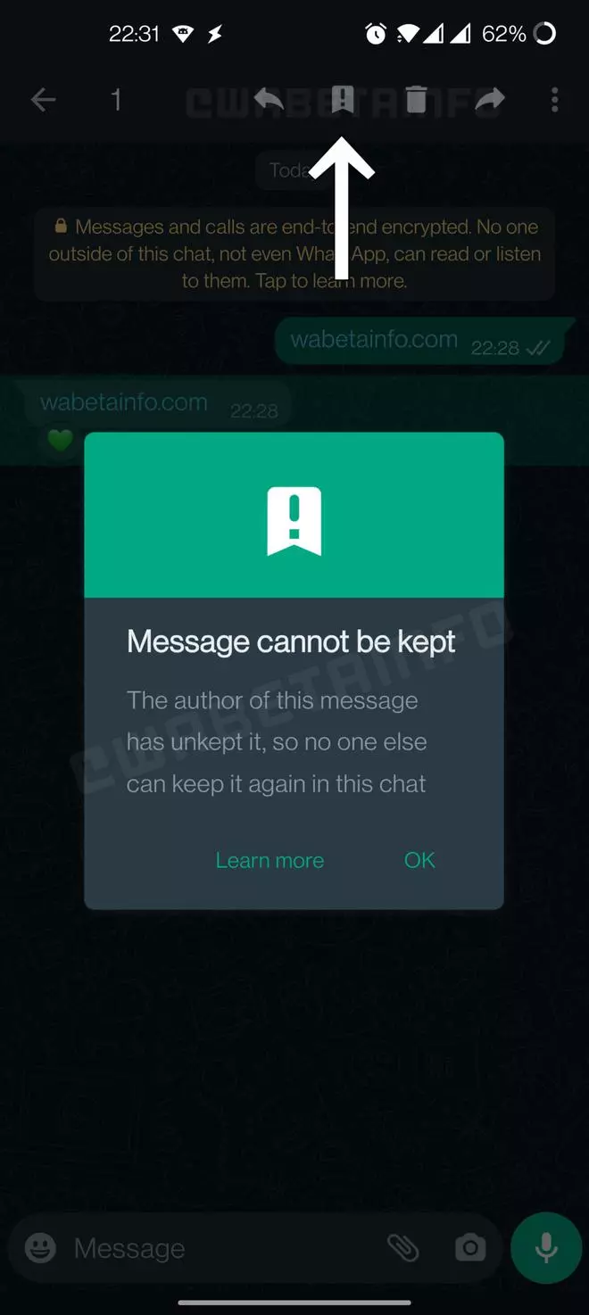 WhatsApp kept messages alert