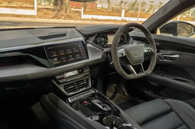 A 12.3-inch screen does its duty as the instrument console and even houses the built-in lap timer A 12.3-inch screen does its duty as the instrument console and even houses the built-in lap timer