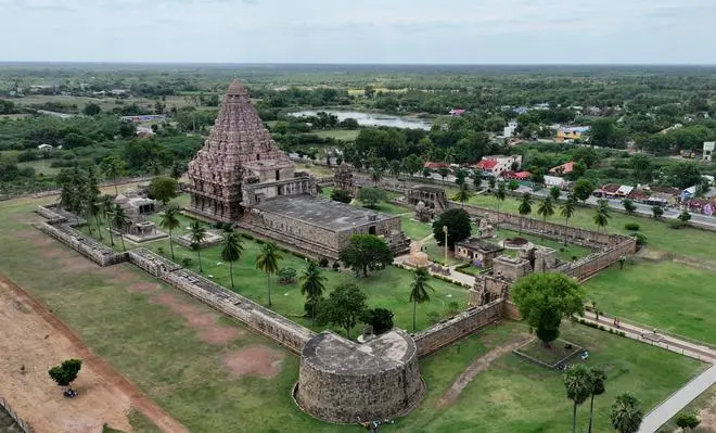 The Sri Brihadeeswarar Temple in Gangaikonda Cholapuram — a UNESCO World Heritage Site built by Rajendra Chola in Ariyalur district — had a large portion of its perimeter wall dismantled by British engineers in the 19th century, who used the stones to build the Lower Anaicut across the Kollidam River near Kumbakonam, Tamil Nadu.