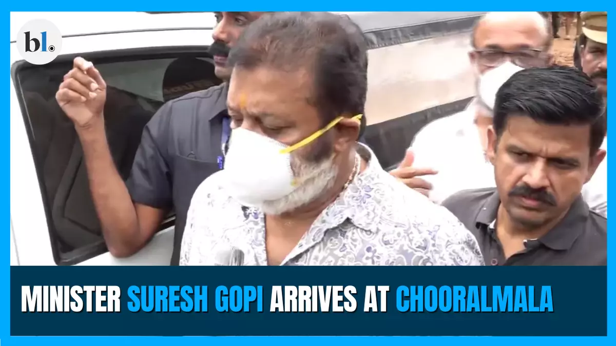 Minister Suresh Gopi arrives at Chooralmala