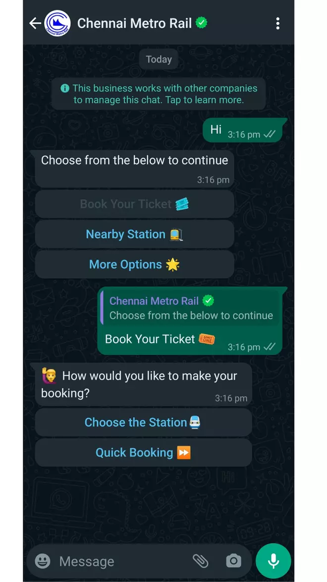 CMRL allows Whatsapp-based ticketing