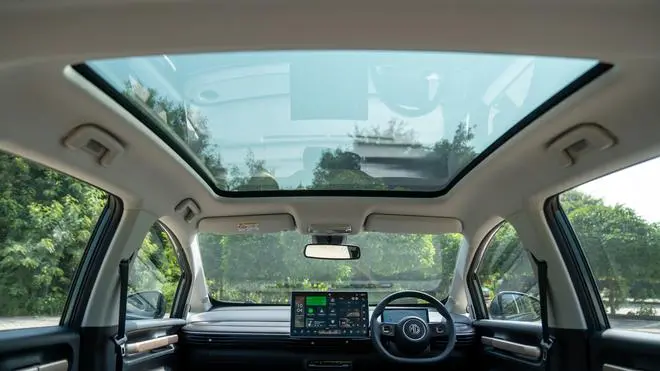 It’s also hard to ignore the 15.6-inch infotainment unit, which dominates the dashboard. Nearly all functions on this MG are controlled using the touchscreen system