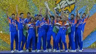 FANNING FRENZY. The Indian cricket team lifted its game and the T20 World Cup
as the home crowd filled the stadium to cheer them on FANNING FRENZY. The Indian cricket team lifted its game and the T20 World Cup
as the home crowd filled the stadium to cheer them on