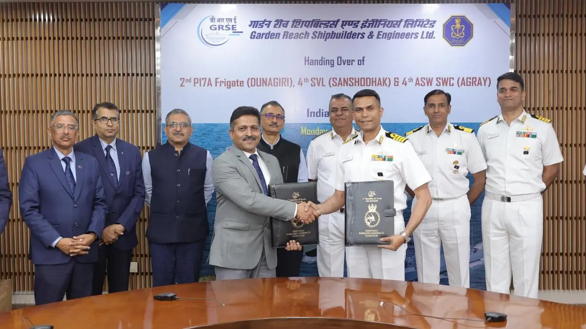 3 ships - Dunagiri, Sanshodhak, and Agray - handed over to Navy on Monday