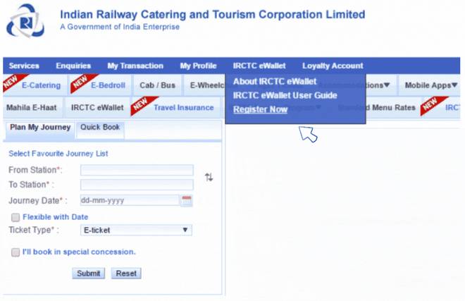 Register your IRCTC eWallet Register your IRCTC eWallet
