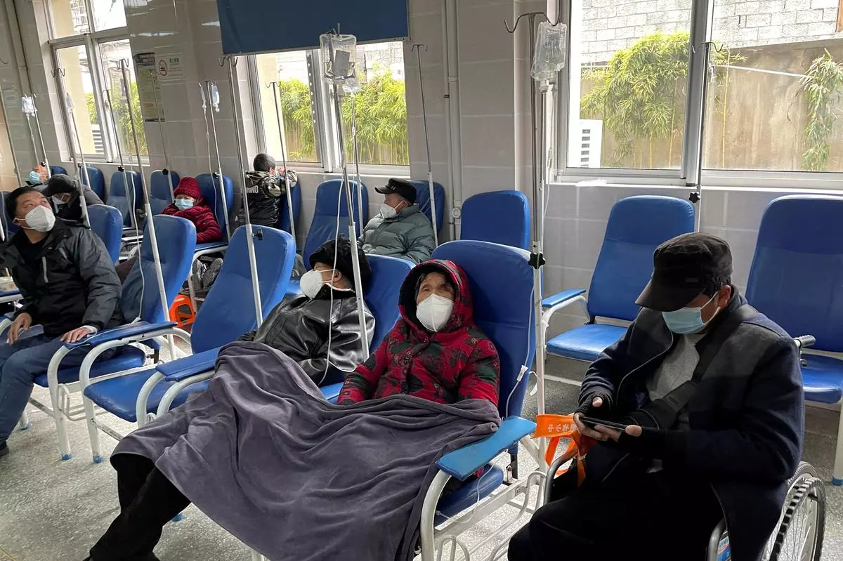 Patients receive IV drip treatment at a hospital, amid the coronavirus disease (COVID-19) outbreak, at a village in Tonglu county, Zhejiang province, China January 9, 2023. REUTERS/Staff