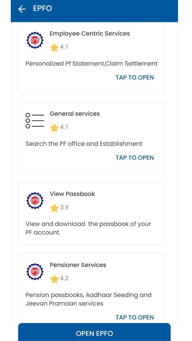 EPFO services on UMANG EPFO services on UMANG