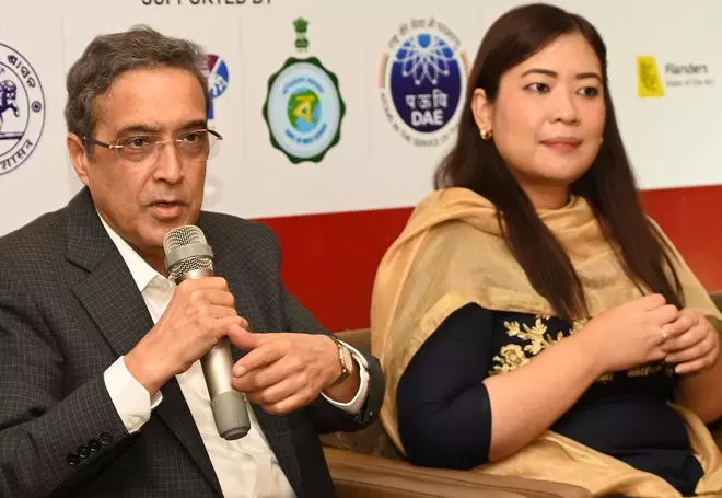 Arun Kumar Garodia, Chairman, EEPC India and Grace L Pachuau, Additional Commissioner of Industries & Commerce, Govt of Tamil Nadu, at a press conference in connection with the International Engineering Sourcing Show, in Chennai on Thursday 