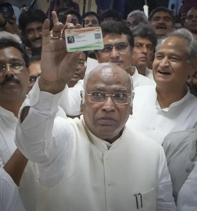 Senior Congress leader Mallikarjun Kharge files his nomination papers Senior Congress leader Mallikarjun Kharge files his nomination papers