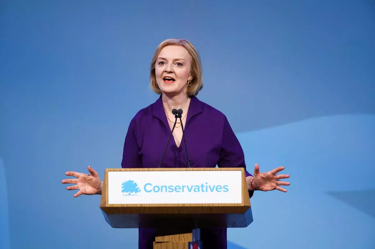 Liz Truss speaks after being announced as Britain’s next Prime Minister at The Queen Elizabeth II Centre in London, Britain 