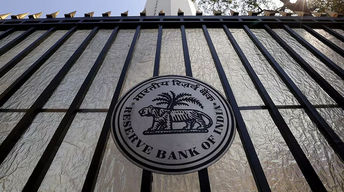 File Photo: The Reserve Bank of India (RBI) seal is pictured on a gate outside the RBI headquarters in Mumbai.