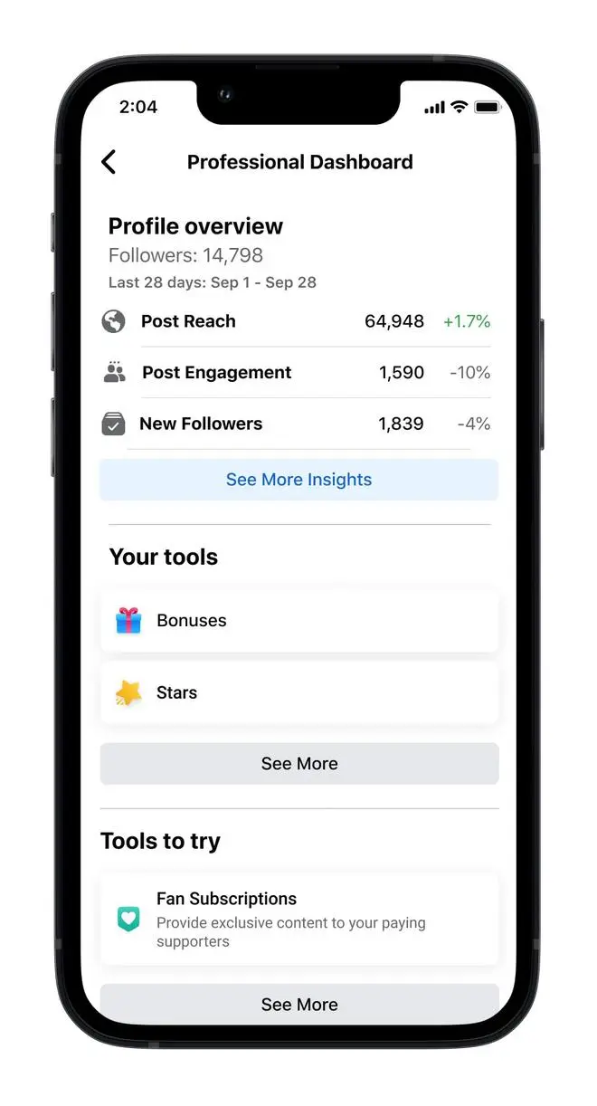 Facebook: Professional dashboard Facebook: Professional dashboard