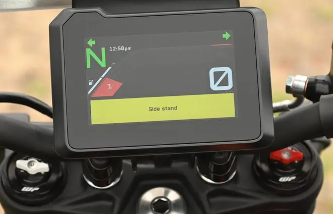 One of the first features that’s striking is the new digital track screen, as KTM calls it. The 5-inch screen gets many menu options including lap timers and other racetrack-related telemetry data One of the first features that’s striking is the new digital track screen, as KTM calls it. The 5-inch screen gets many menu options including lap timers and other racetrack-related telemetry data