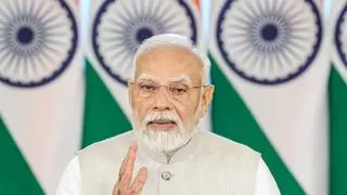 Prime Minister Narendra Modi addresses the Global Conference on Space Exploration (GLEX) 2025 via video conferencing, in New Delhi on Wednesday. Prime Minister Narendra Modi addresses the Global Conference on Space Exploration (GLEX) 2025 via video conferencing, in New Delhi on Wednesday.
