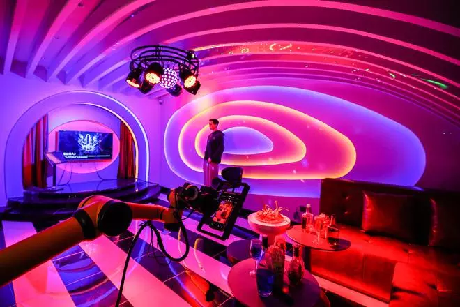 Samples being taken in a life-like karaoke room setup at OPPO Imaging Lab, Dongguan, China