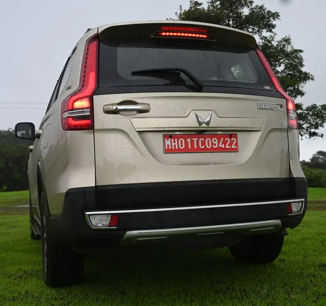 The rear of the Scorpio-N is the most different, with the vertical tail-lamp design from the current Scorpio being reinterpreted into a rather Volvo-like housing The rear of the Scorpio-N is the most different, with the vertical tail-lamp design from the current Scorpio being reinterpreted into a rather Volvo-like housing