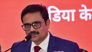 Bank of Baroda MD & CEO Debadatta Chand addresses a press conference announcing the bank’s Q4 financial results, in Mumbai Bank of Baroda MD & CEO Debadatta Chand addresses a press conference announcing the bank’s Q4 financial results, in Mumbai