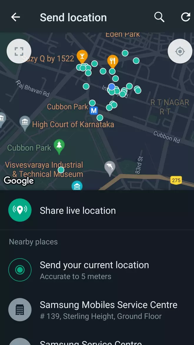 WhatsApp live location sharing feature 