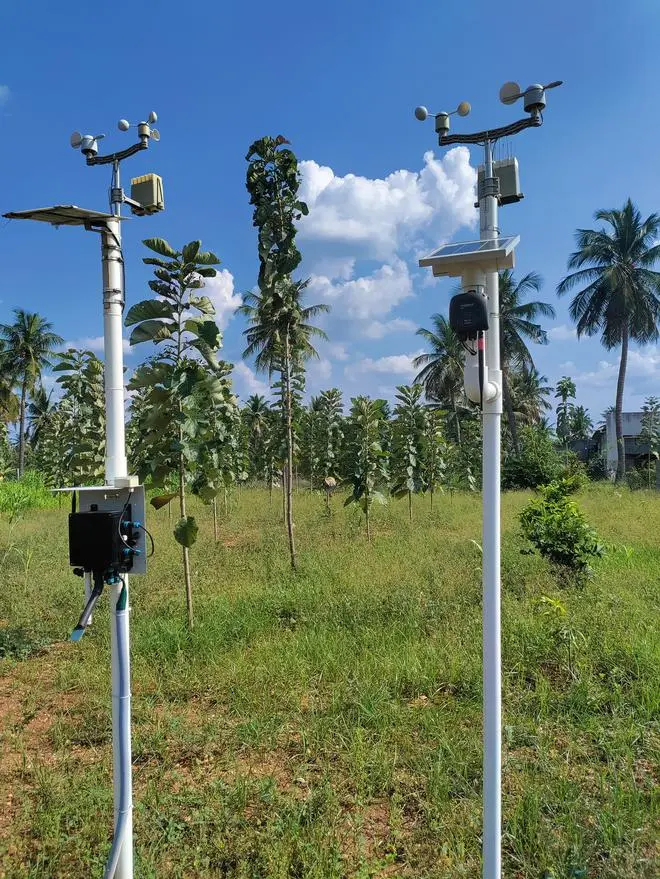 A weather station at a farm near Erode, Tamil Nadu A weather station at a farm near Erode, Tamil Nadu