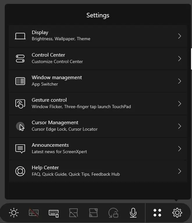 The extended customisation options on ASUS ScreenXpert The extended customisation options on ASUS ScreenXpert