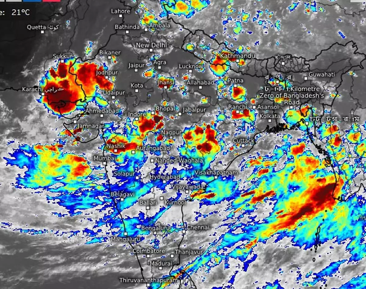 Dense and heavy rain clouds hung over parts of West Rajasthan, West Madhya Pradesh and Maharashtra on Monday evening as a well-marked low-pressure area awaited intensification into a likely depression by Tuesday.