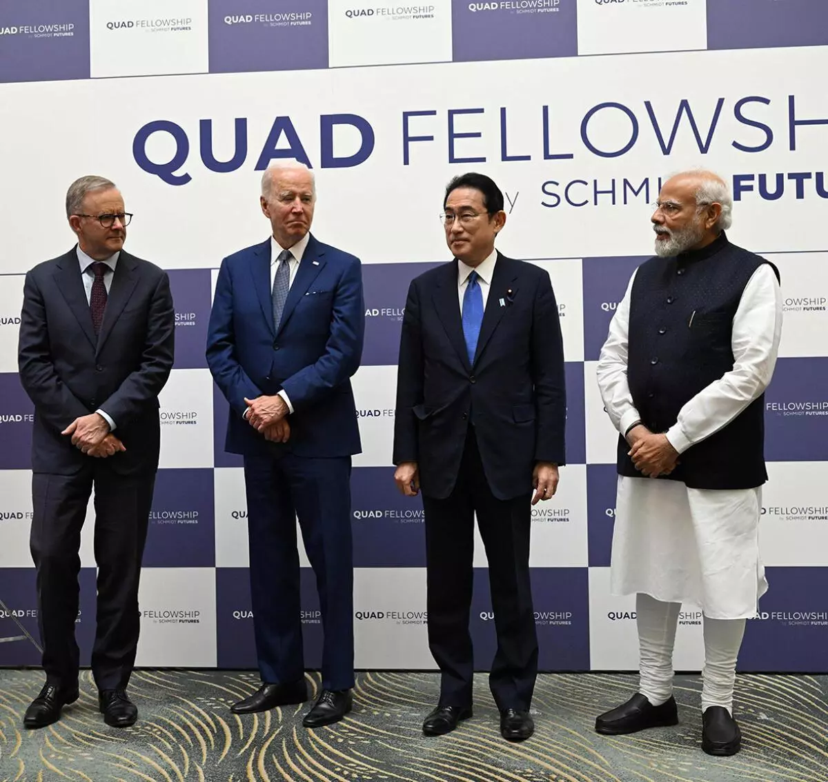 A file photo of Australian Prime Minister Anthony Albanese, US President Joe Biden, Japanese Prime Minister Fumio Kishida, Indian Prime Minister Narendra Modi  during the Quad Leaders Summit at Kantei in Tokyo in May 2022