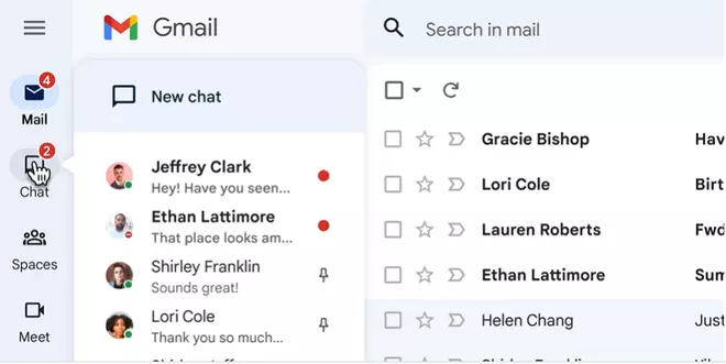 Access to Chat, Meet and Space within Gmail