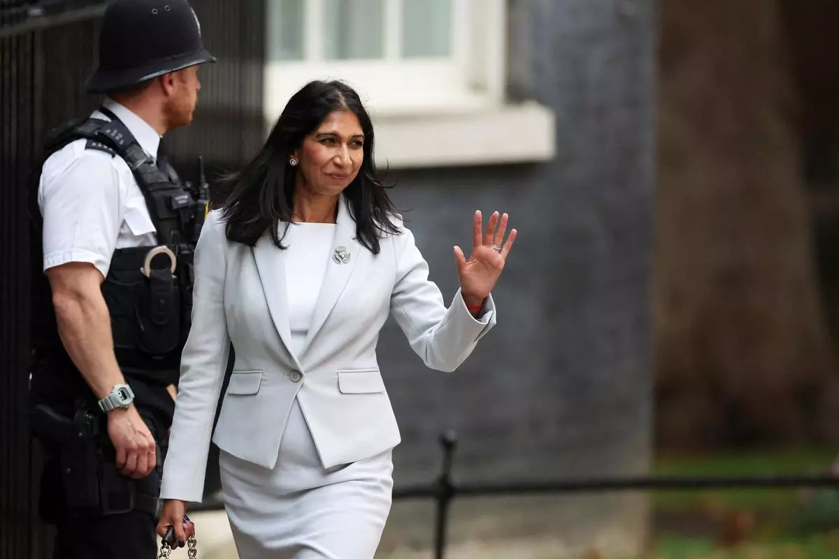 Suella Braverman arrives at Number 10 Downing Street, in London, Britain.