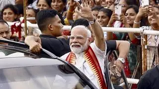 Prime Minister Narendra Modi holds a roadshow, in Ahmedabad Prime Minister Narendra Modi holds a roadshow, in Ahmedabad
