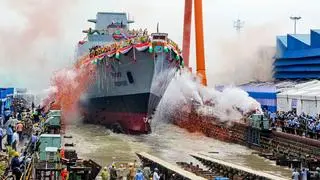 Vindhyagiri, the third stealth frigate of the Indian Navy reached by PSU Garden Reach Shipbuilders and Engineers Limited (GRSE) in Kolkata on August 17, 2023. Vindhyagiri, the third stealth frigate of the Indian Navy reached by PSU Garden Reach Shipbuilders and Engineers Limited (GRSE) in Kolkata on August 17, 2023.