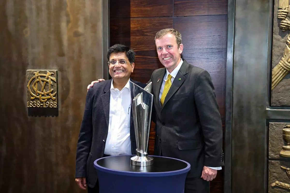 Commerce Minister Piyush Goyal with Australia’s Minister for Trade, Tourism and Investment Dan Tehan