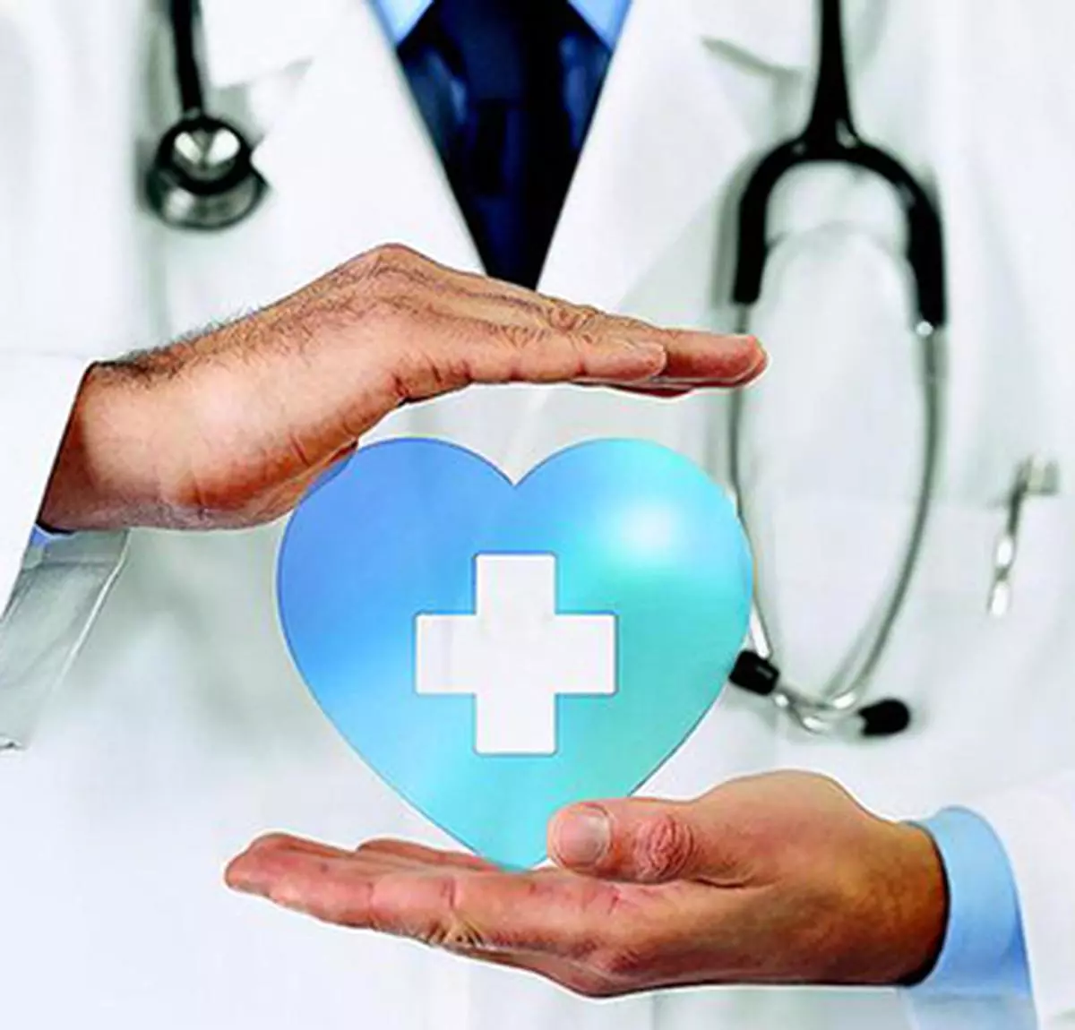 medical health insurance concept, cross and heart symbol