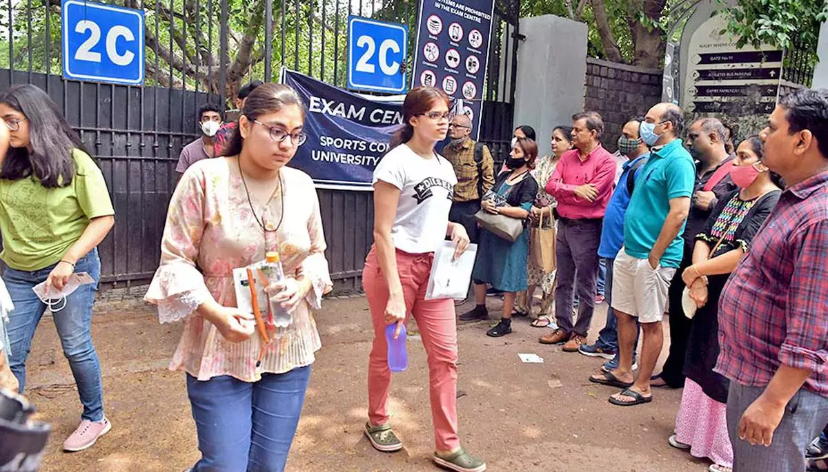 Student coming out after attending Common University Entrance Test - Undergraduate (CUET-UG)  at Delhi University,  in Delhi. File Photo: Sushil Kumar Verma / The Hindu
