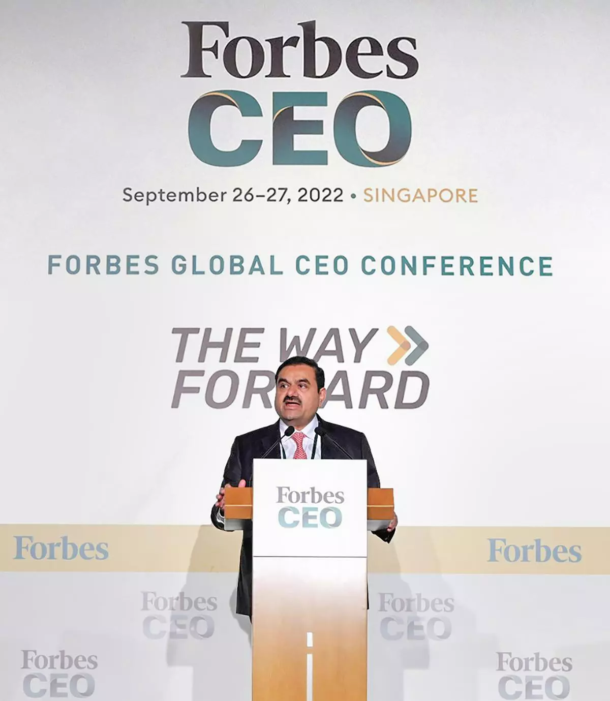  Gautam Adani speaks at the Forbes Global CEO conference, in Singapore