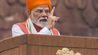 Prime Minister Narendra Modi addresses the nation from the Red Fort on the occasion of the 79th Independence Day, in New Delhi