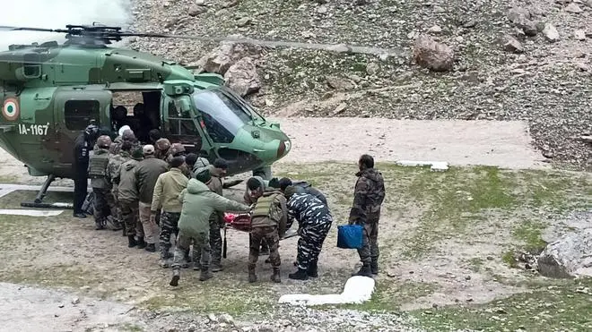 Army personnel carry out the rescue operation after a cloudburst affected areas near the Amarnath cave shrine Army personnel carry out the rescue operation after a cloudburst affected areas near the Amarnath cave shrine