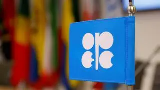 The logo of the Organization of the Petroleum Exporting Countries (OPEC) on a flag at the oil producer group's headquarters in Vienna, Austria.